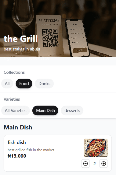 QR code at table